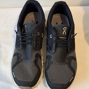 On Running Men's Black & White Knit Athletic Sneakers